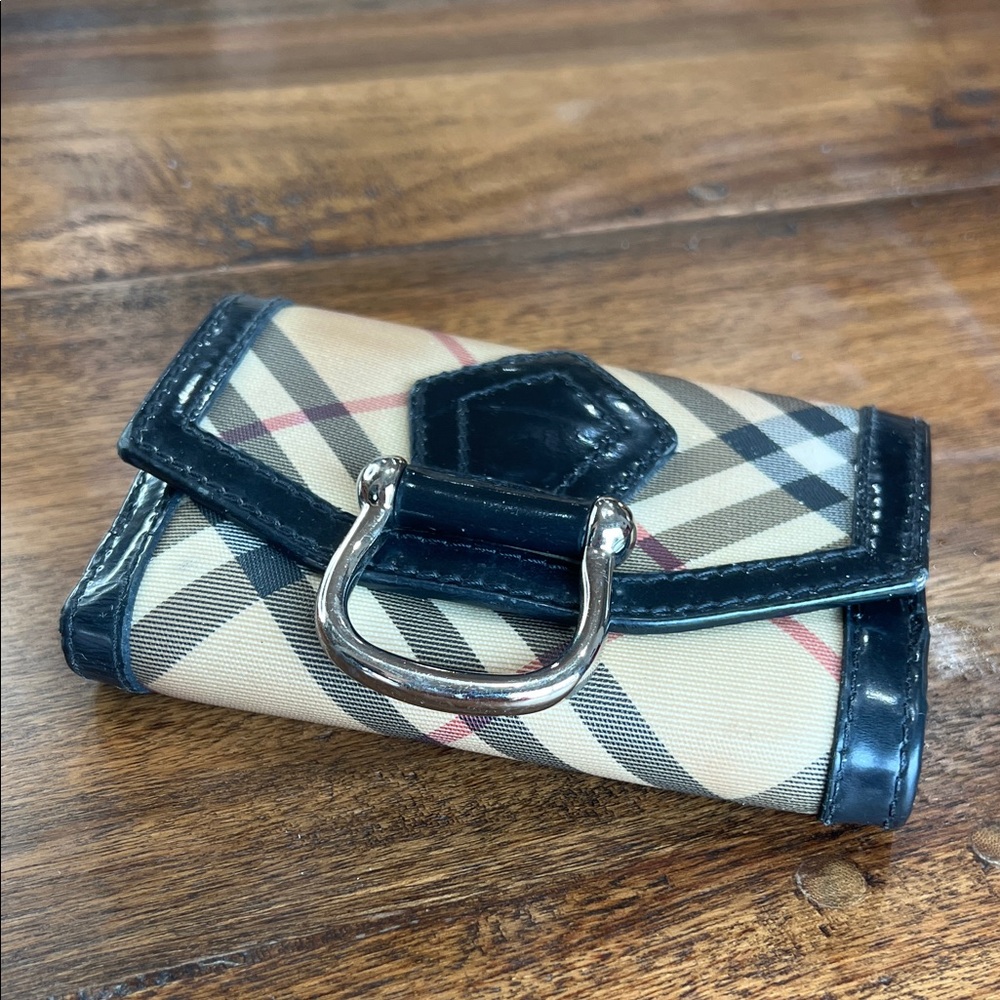 Burberry Black and Tan Checkered Wallet